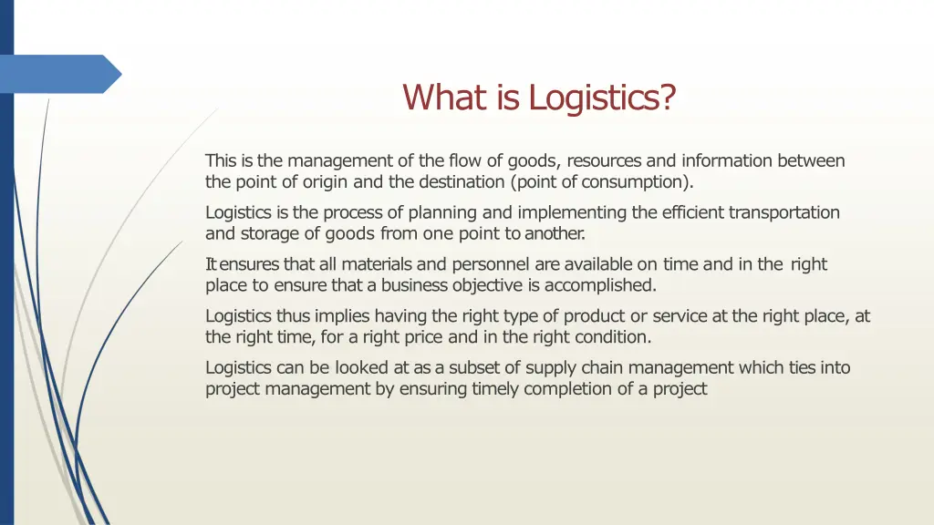 what islogistics