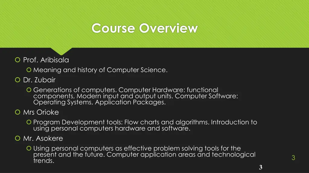 course overview 1
