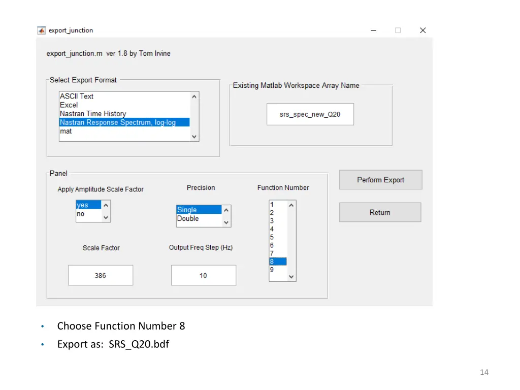 choose function number 8