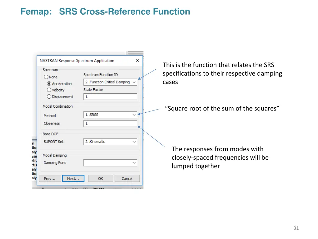 femap srs cross reference function
