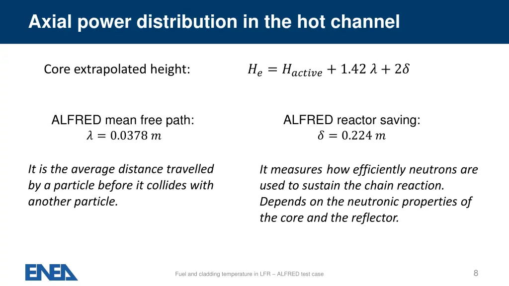 axial power distribution in the hot channel 1
