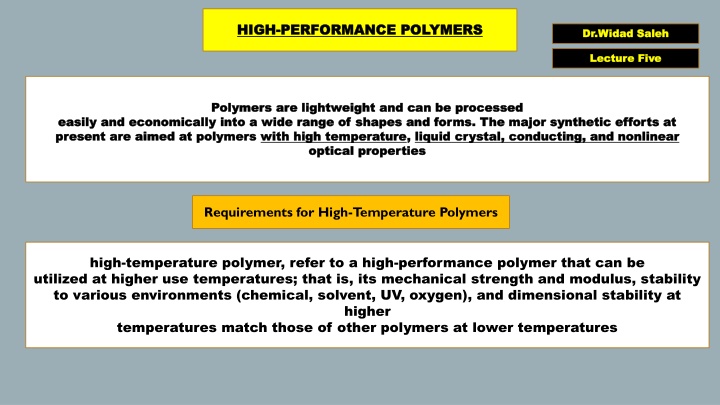 high high performance polymers performance