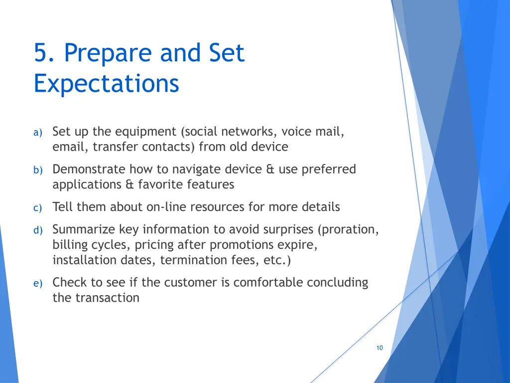 5 prepare and set expectations