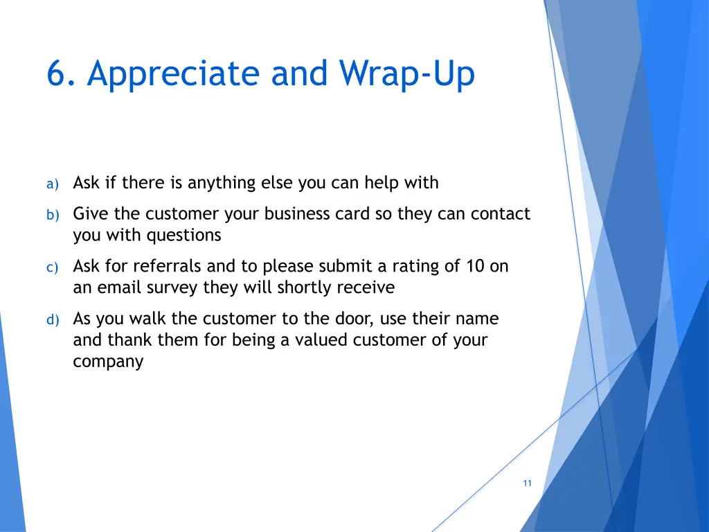 6 appreciate and wrap up