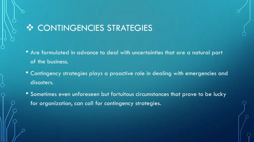 contingencies strategies