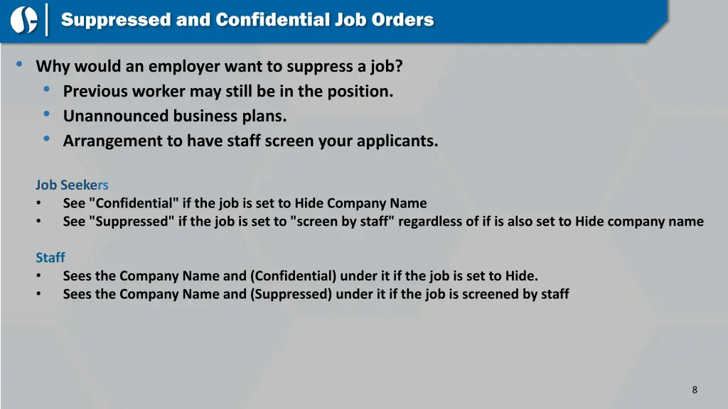 suppressed and confidential job orders 1