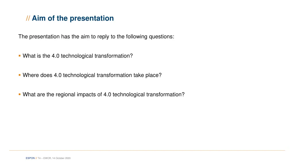 aim of the presentation
