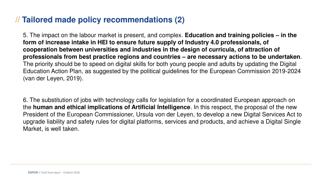 tailored made policy recommendations 2