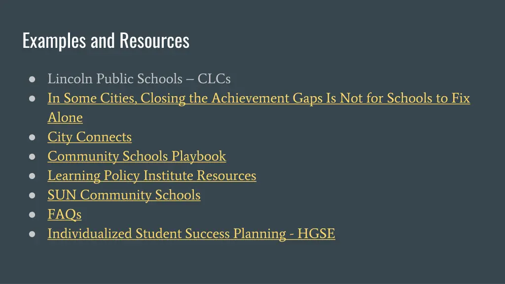 examples and resources