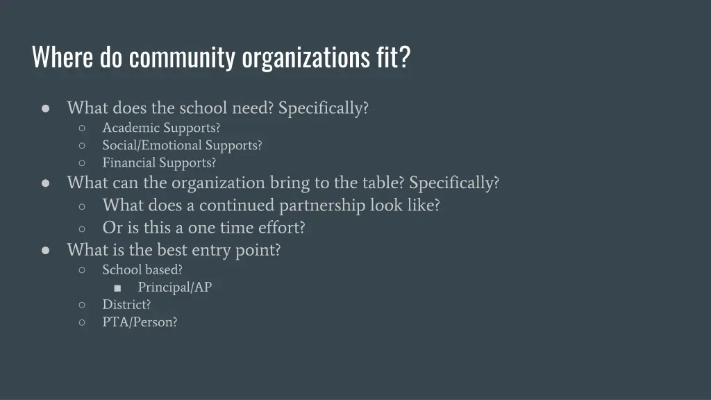 where do community organizations fit