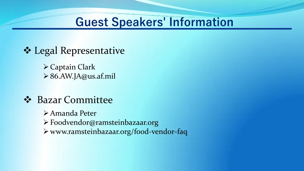 guest speakers information