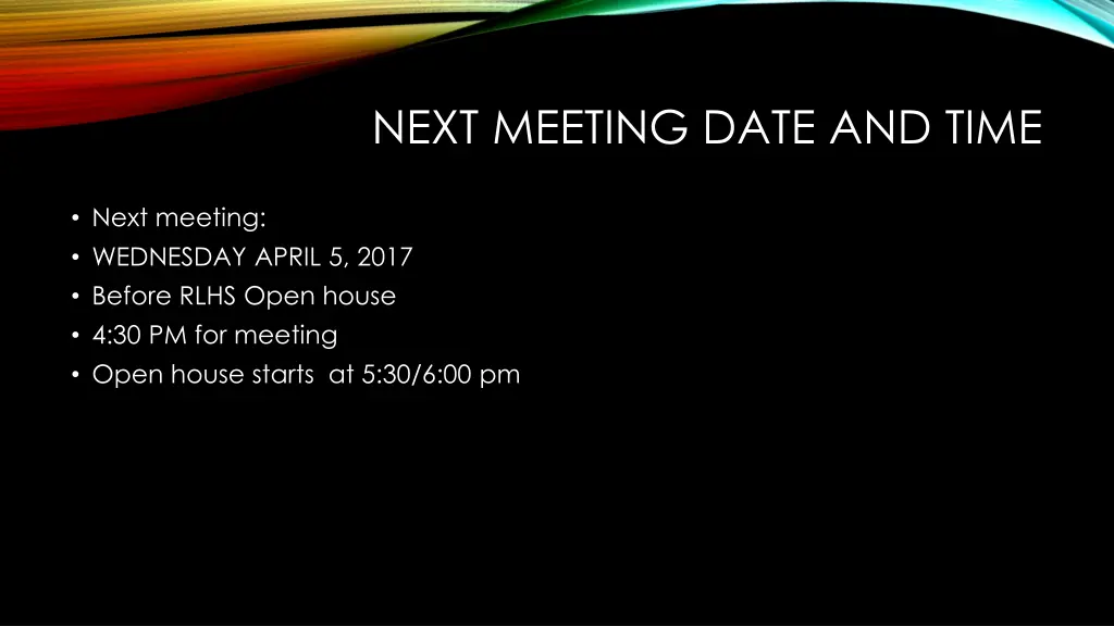 next meeting date and time