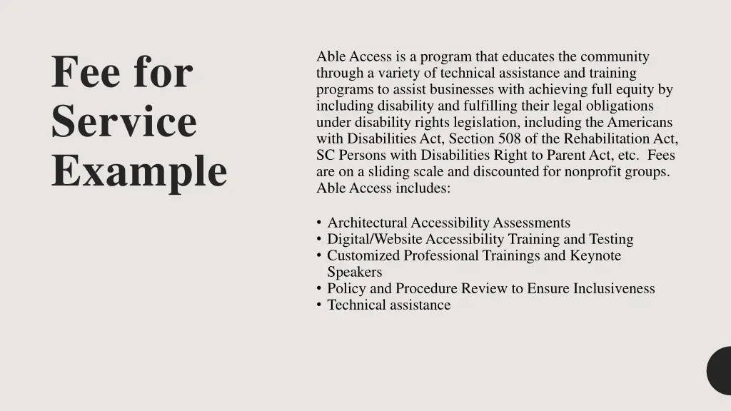 fee for service example