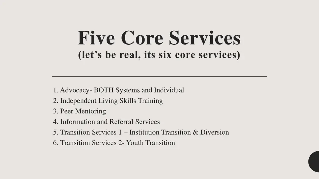 five core services let s be real its six core
