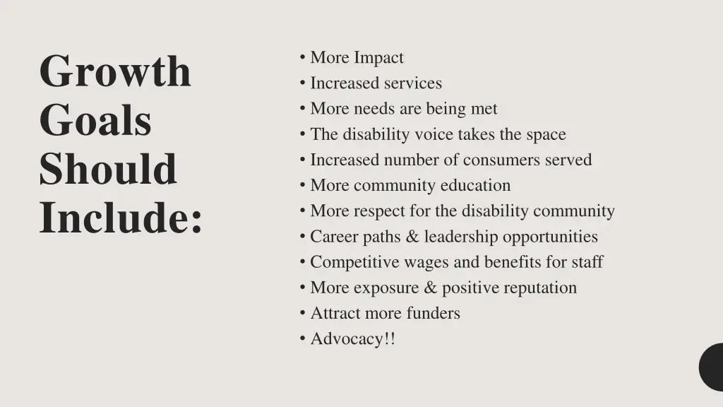 growth goals should include