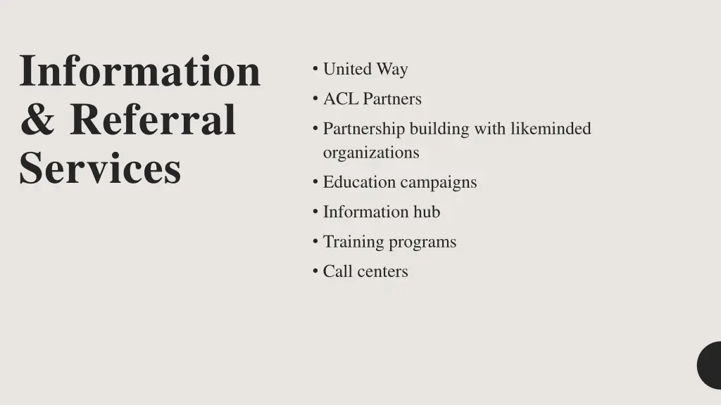 information referral services