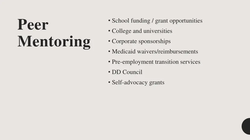 peer mentoring