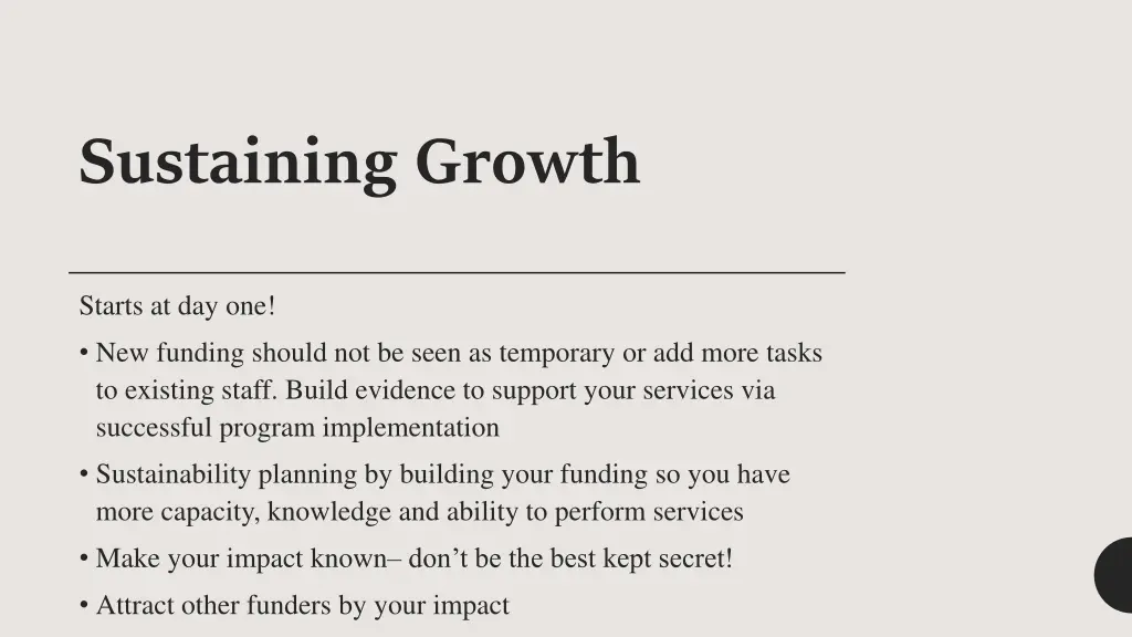 sustaining growth