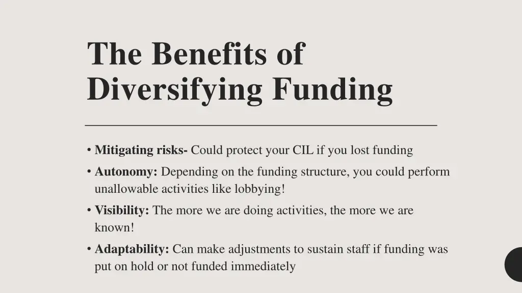 the benefits of diversifying funding