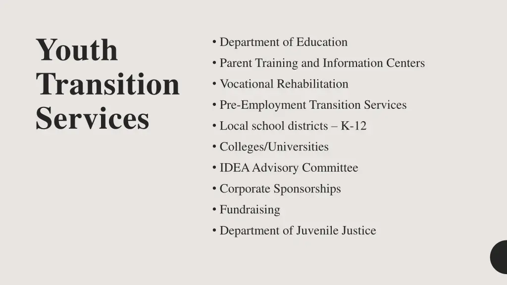 youth transition services