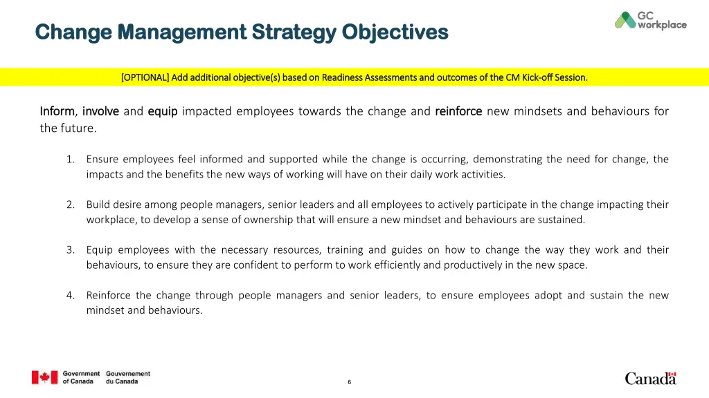change management strategy objectives change