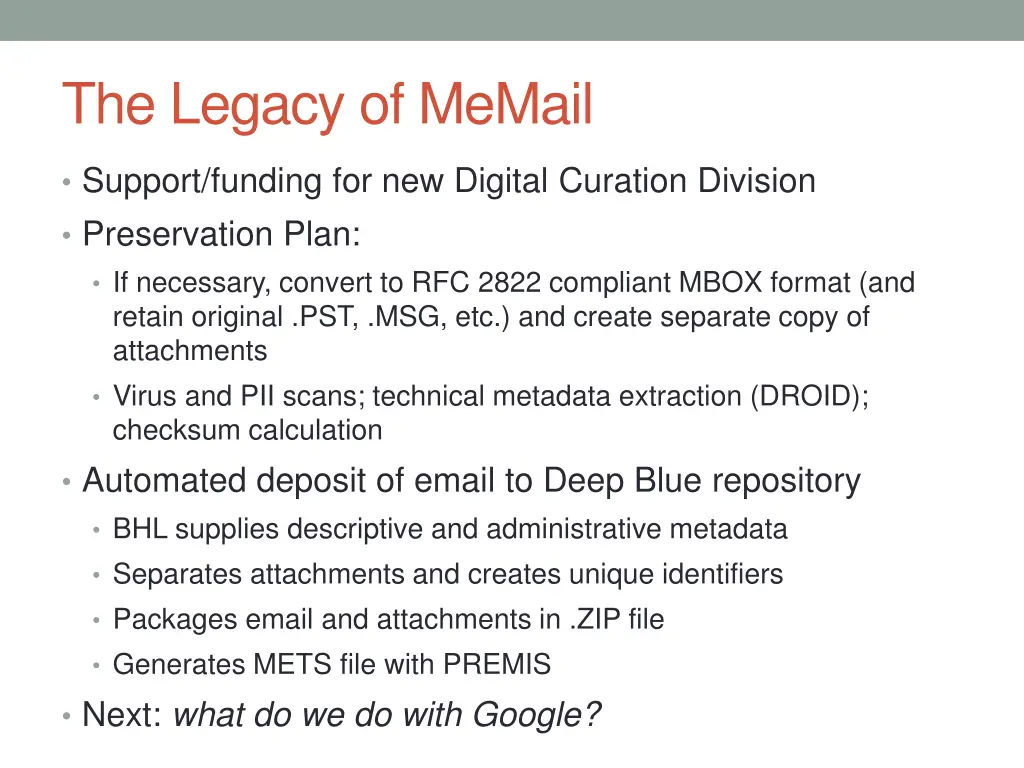 the legacy of memail