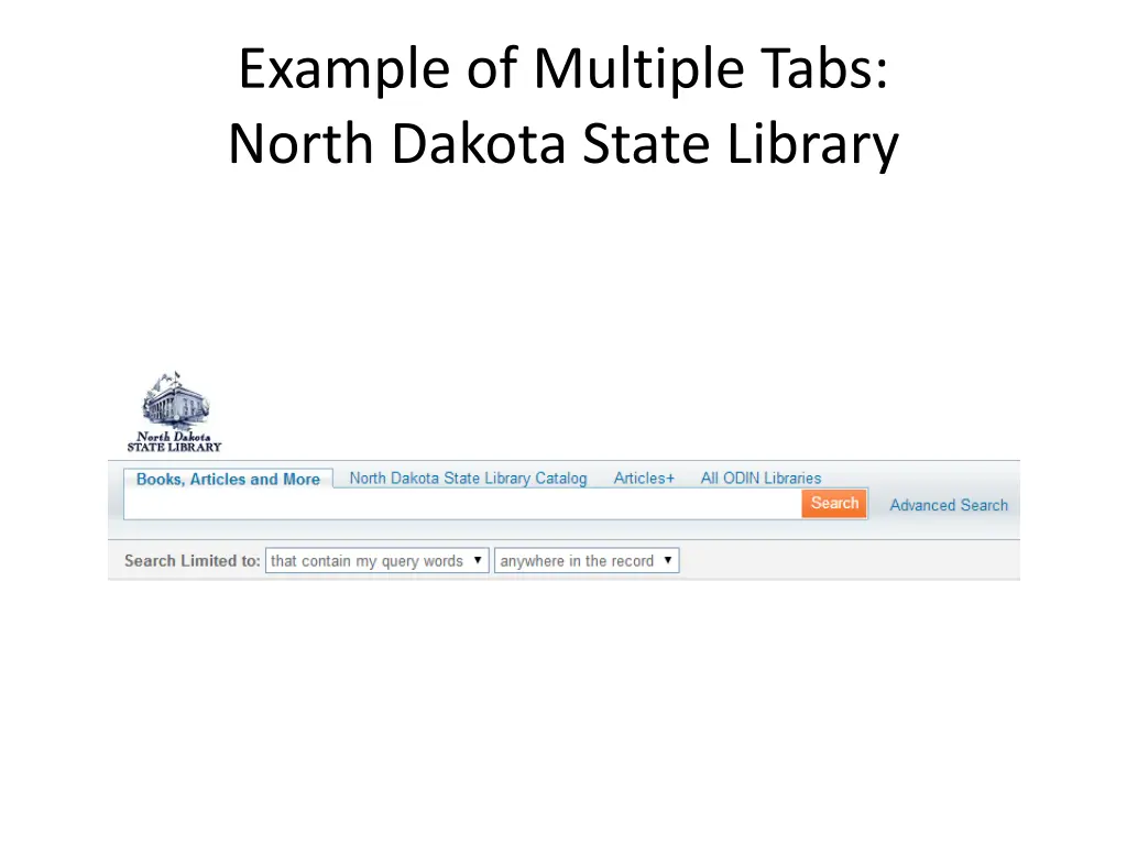 example of multiple tabs north dakota state