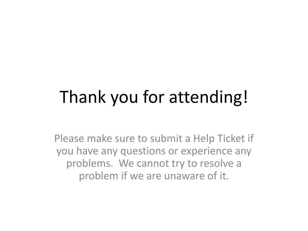 thank you for attending