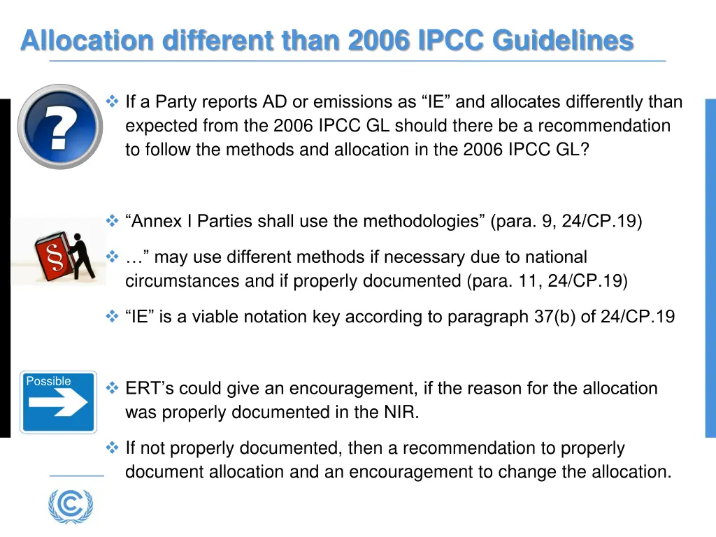 allocation different than 2006 ipcc guidelines