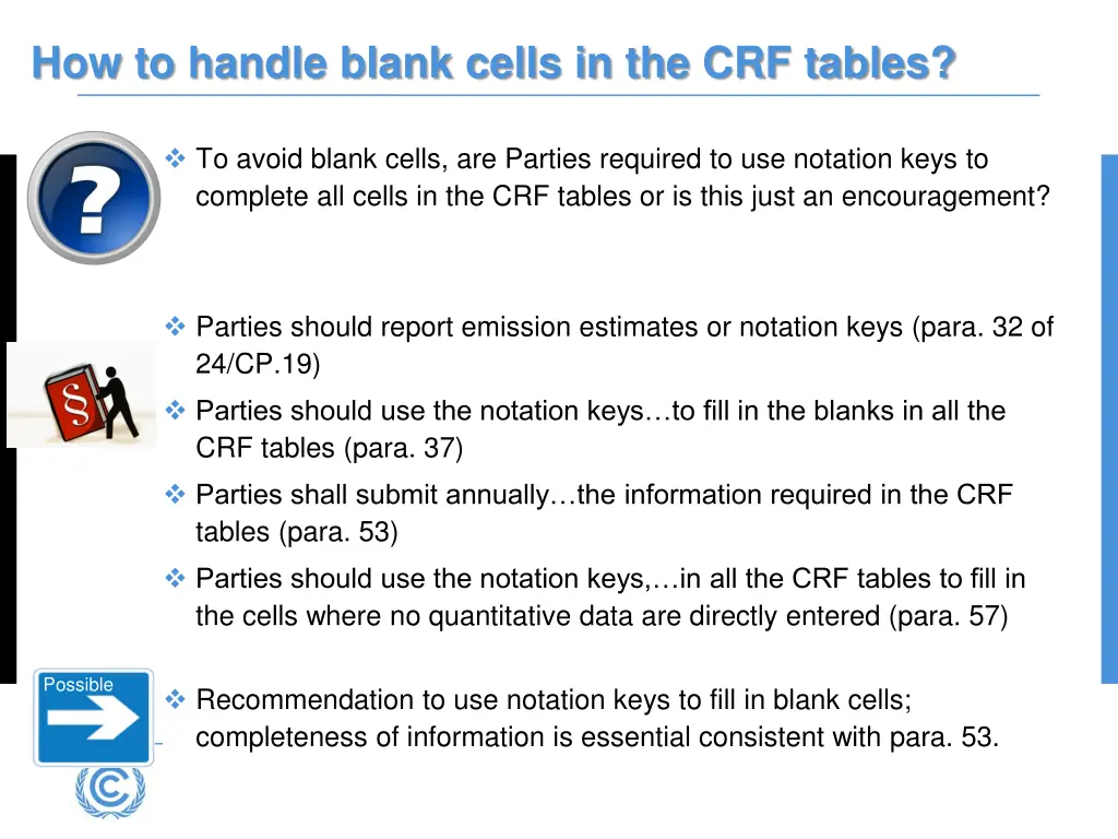 how to handle blank cells in the crf tables