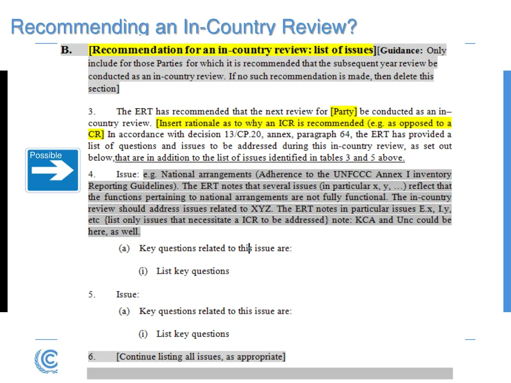 recommending an in country review 1