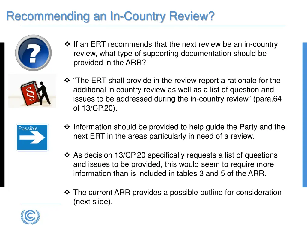 recommending an in country review