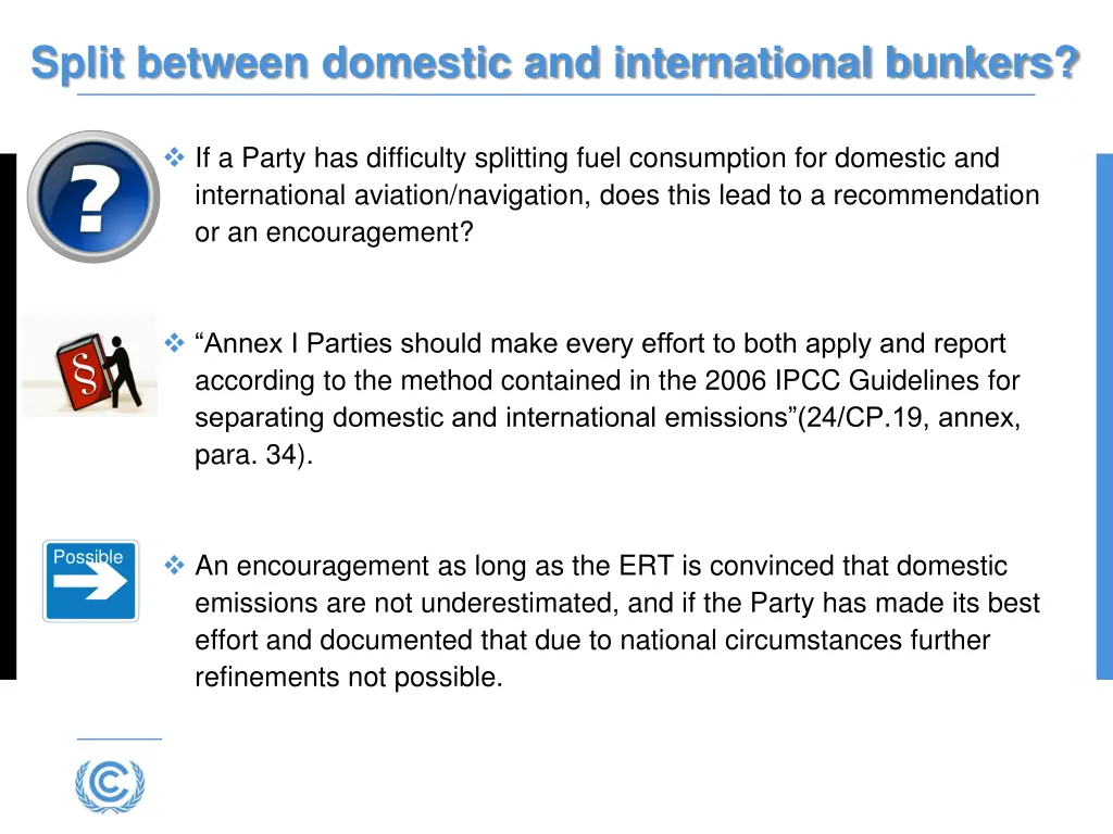 split between domestic and international bunkers