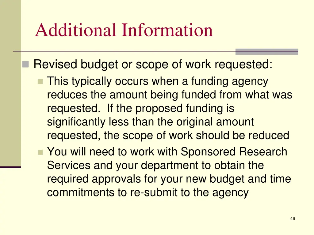 additional information