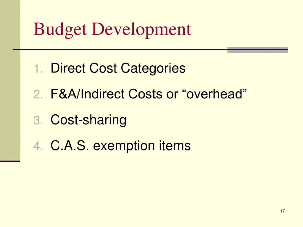 budget development