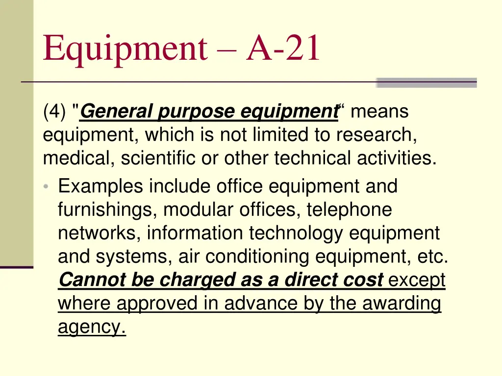 equipment a 21 1