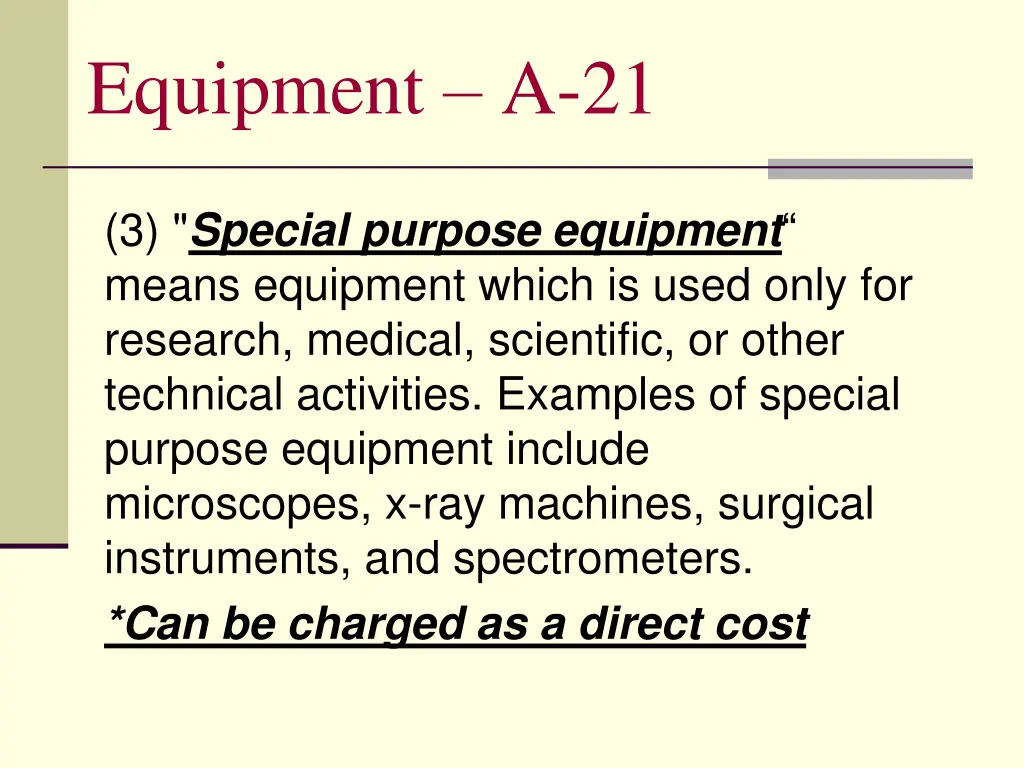equipment a 21