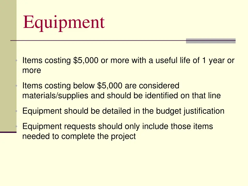 equipment