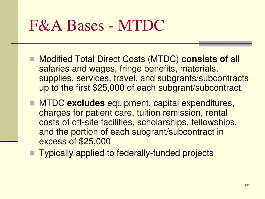 f a bases mtdc