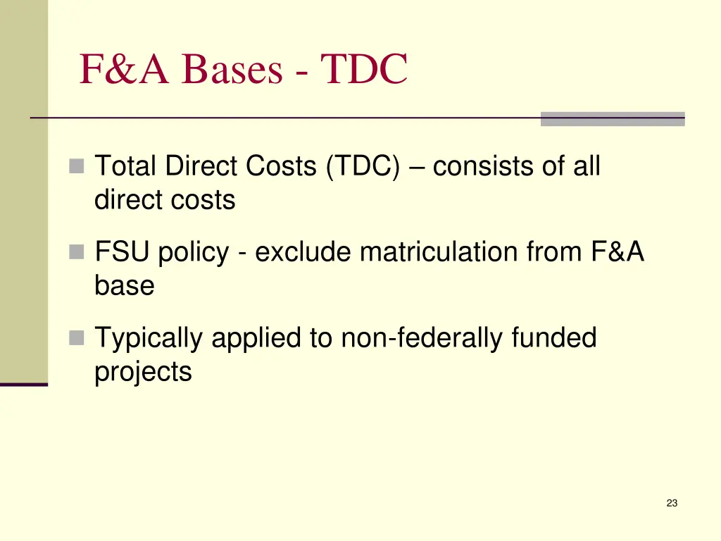 f a bases tdc