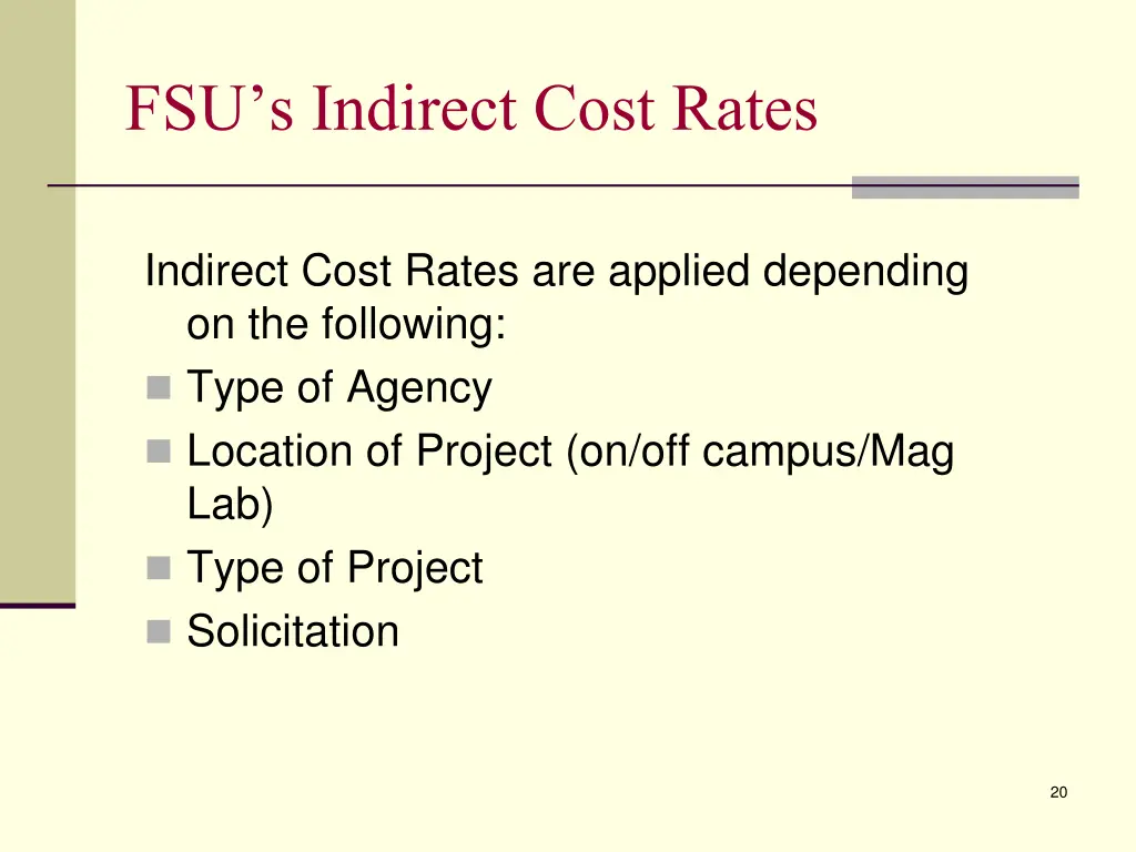 fsu s indirect cost rates