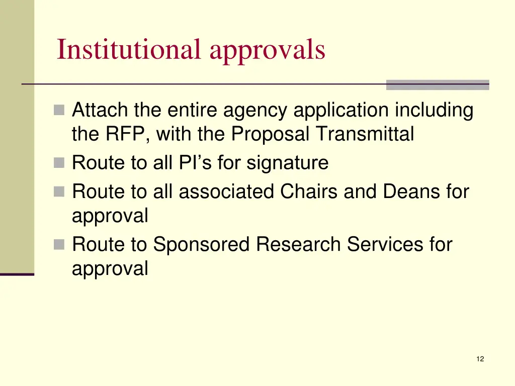 institutional approvals