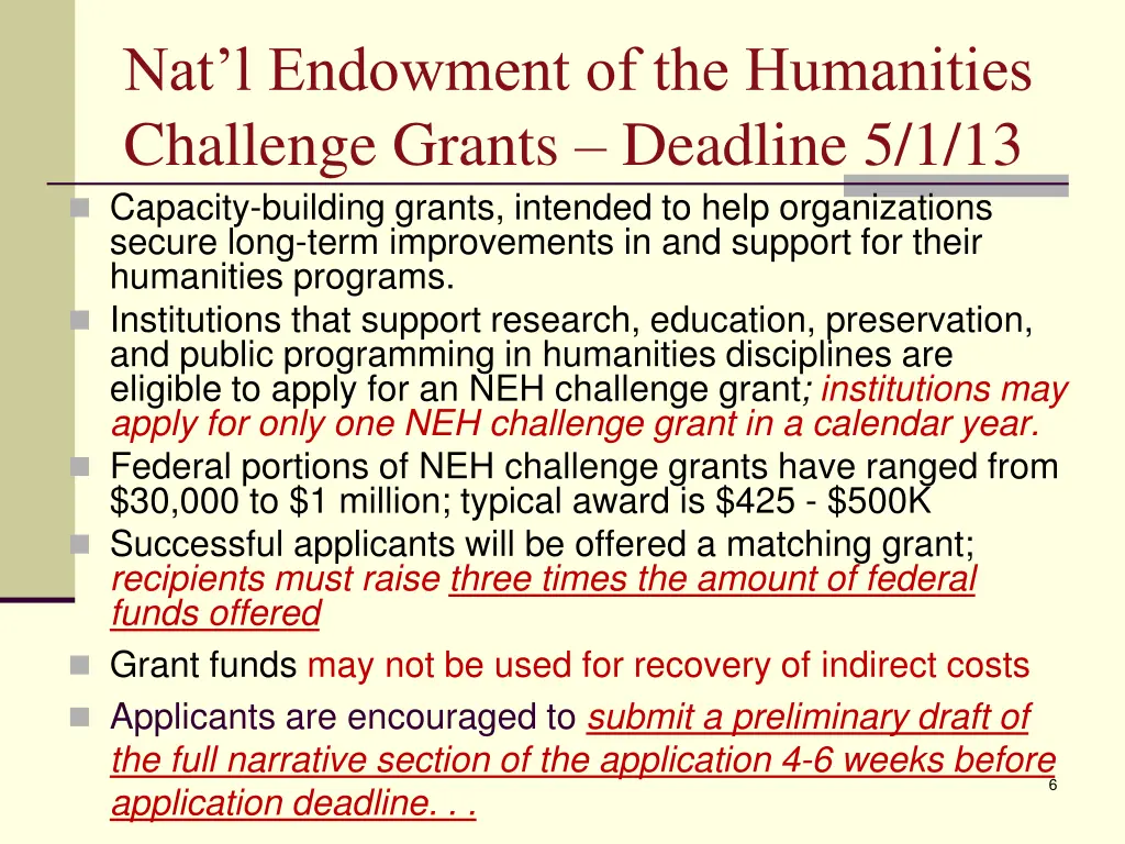 nat l endowment of the humanities challenge