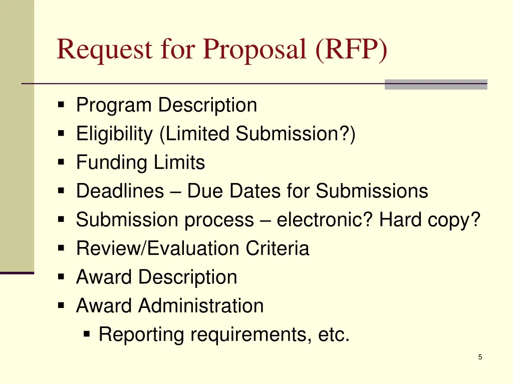 request for proposal rfp