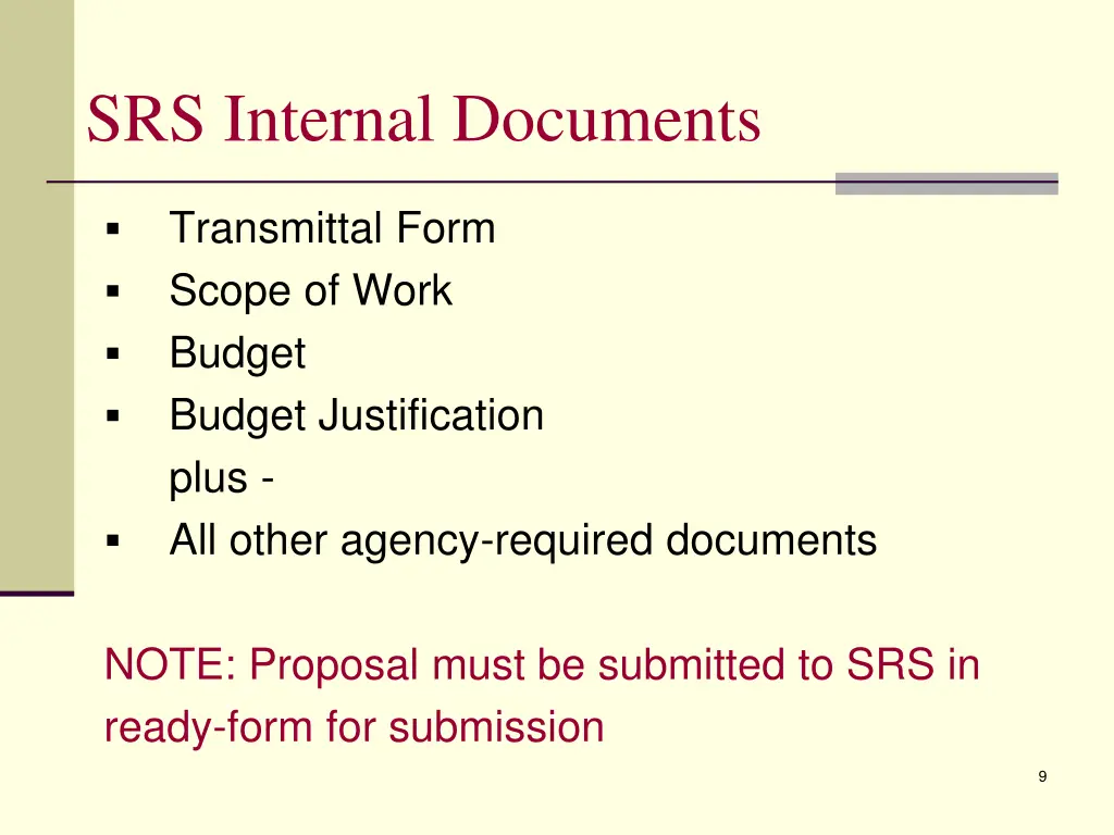 srs internal documents