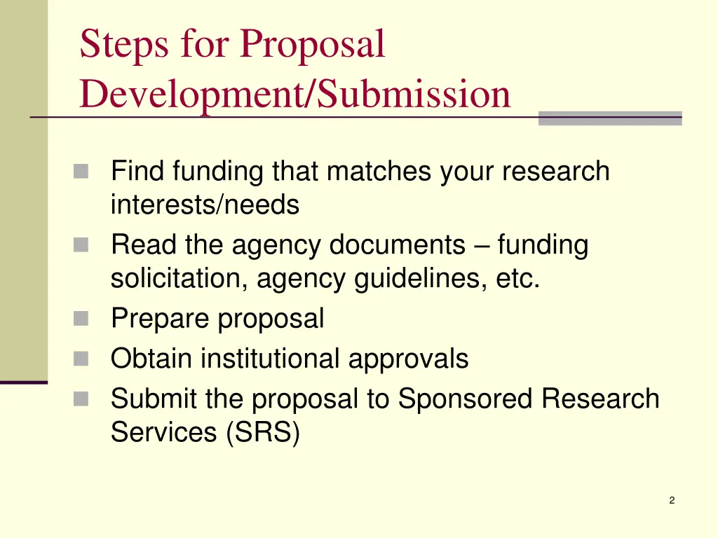 steps for proposal development submission