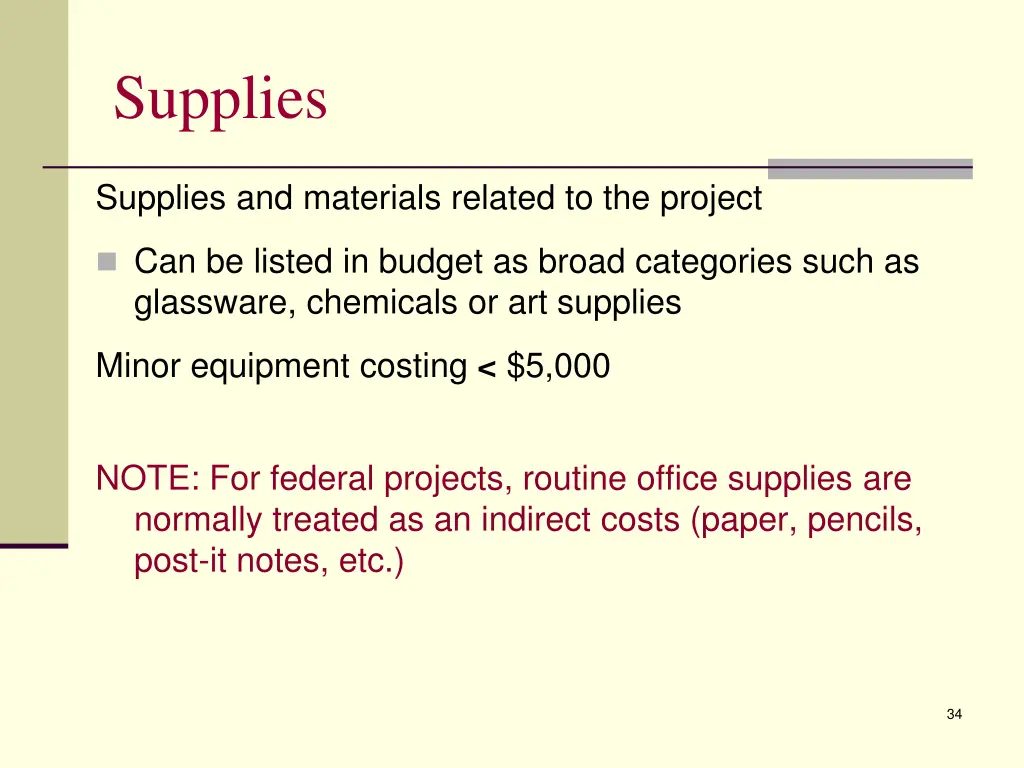 supplies