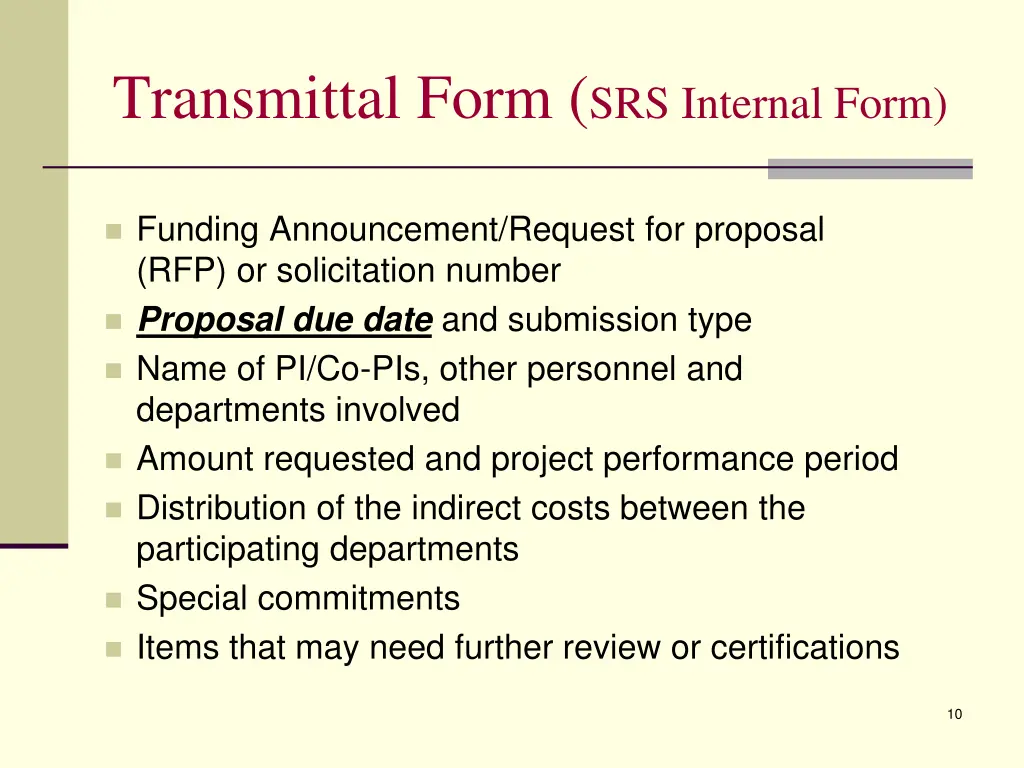 transmittal form srs internal form