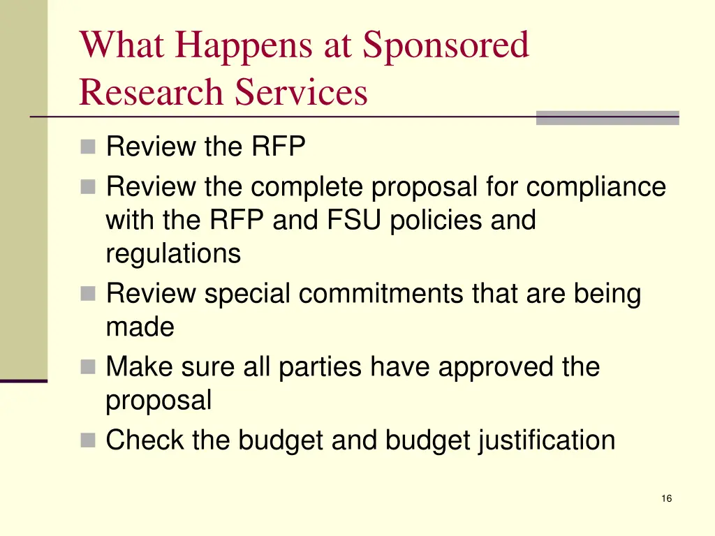 what happens at sponsored research services
