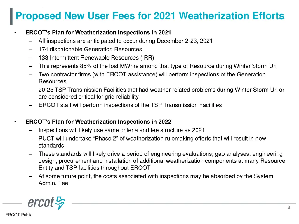 proposed new user fees for 2021 weatherization 2